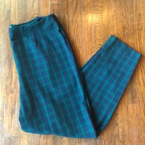 Talbots stretch green and blue plaid pants